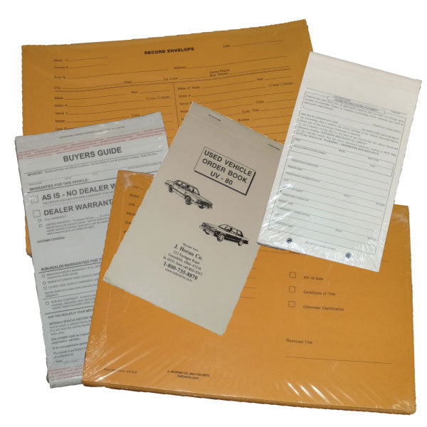 Automotive industry forms, folders and stickers