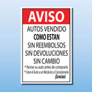 NOTICE SIGN for Car Dealers