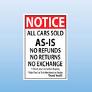 NOTICE SIGN for Car Dealers