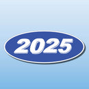 Vinyl Oval Year Decals 4 Digit Blue, White