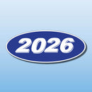 Vinyl Oval Year Decals 4 Digit Blue, White