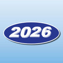 Vinyl Oval Year Decals 4 Digit Blue, White