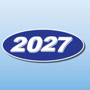 Vinyl Oval Year Decals 4 Digit Blue, White