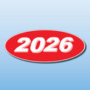Vinyl Oval Year Decals 4 Digit Red, White
