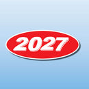 Vinyl Oval Year Decals 4 Digit Red, White