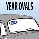 Vinyl Oval Year Decals 4 Digit Blue, White