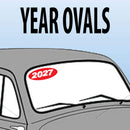 Vinyl Oval Year Decals 4 Digit Red, White