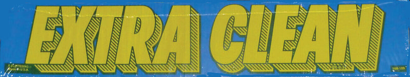 Vinyl 14 1/2" Slogans EXTRA CLEAN blue yellow