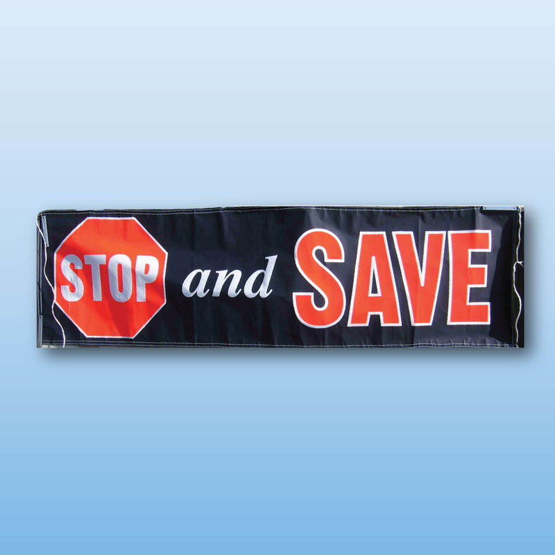 Banners Vinyl 10' stock STOP AND SAVE