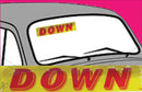 Vinyl 14 1/2" Slogans DOWN red yellow