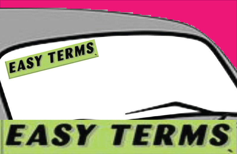 Vinyl 14 1/2" Slogans EASY TERMS chartreuce-green