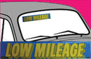 Vinyl 14 1/2" Slogans LOW MILEAGE blue yellow