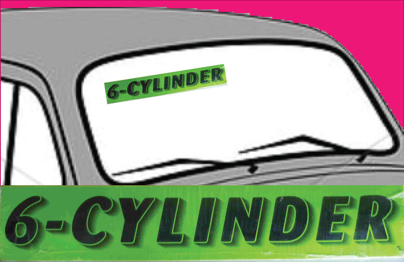 Vinyl 14 1/2" Slogans SIX CYLINDER chartreuce-green