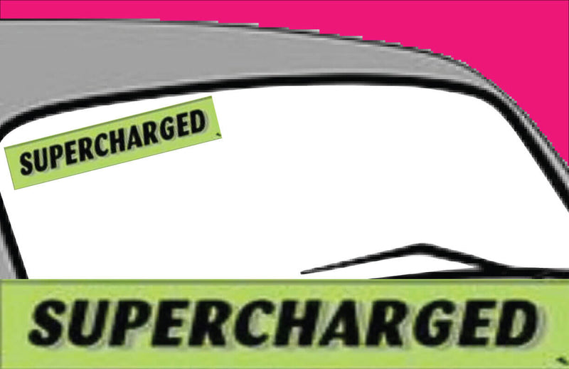 Vinyl 14 1/2" Slogans SUPERCHARGED chartreuce-green