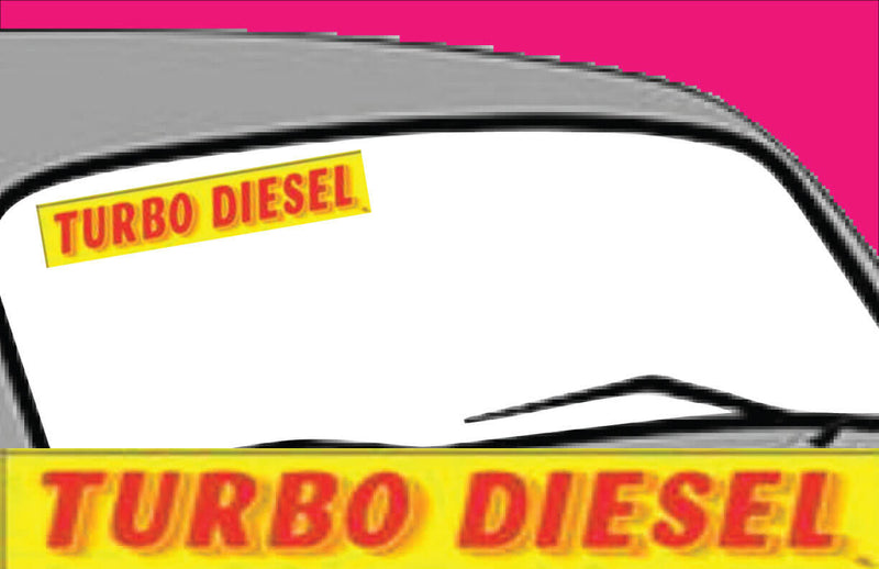 Vinyl 14 1/2" Slogans TURBO DIESEL Red Yellow Discontinued (SALE)