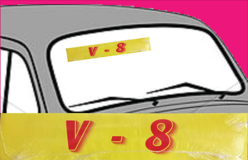 Vinyl 14 1/2" Slogans V-8 red yellow