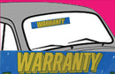 Vinyl 14 1/2" Slogans WARRANTY blue yellow