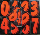Vinyl Numbers 7 1/2" tall Flo Red Black