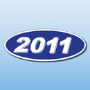 Vinyl Oval Year Decals 4 Digit Blue, White