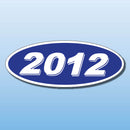 Vinyl Oval Year Decals 4 Digit Blue, White