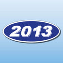 Vinyl Oval Year Decals 4 Digit Blue, White