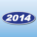 Vinyl Oval Year Decals 4 Digit Blue, White