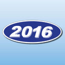 Vinyl Oval Year Decals 4 Digit Blue, White