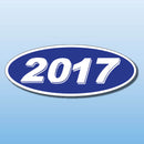 Vinyl Oval Year Decals 4 Digit Blue, White