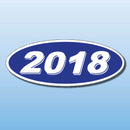 Vinyl Oval Year Decals 4 Digit Blue, White