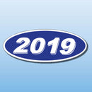 Vinyl Oval Year Decals 4 Digit Blue, White