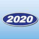 Vinyl Oval Year Decals 4 Digit Blue, White