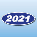 Vinyl Oval Year Decals 4 Digit Blue, White