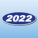 Vinyl Oval Year Decals 4 Digit Blue, White
