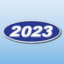 Vinyl Oval Year Decals 4 Digit Blue, White