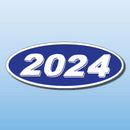 Vinyl Oval Year Decals 4 Digit Blue, White