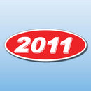 Vinyl Oval Year Decals 4 Digit Red, White