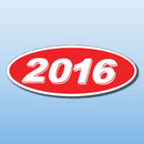 Vinyl Oval Year Decals 4 Digit Red, White