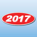 Vinyl Oval Year Decals 4 Digit Red, White