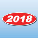Vinyl Oval Year Decals 4 Digit Red, White