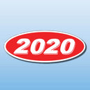 Vinyl Oval Year Decals 4 Digit Red, White