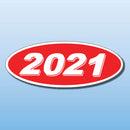 Vinyl Oval Year Decals 4 Digit Red, White