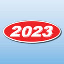 Vinyl Oval Year Decals 4 Digit Red, White