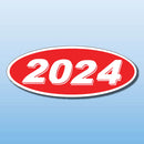 Vinyl Oval Year Decals 4 Digit Red, White