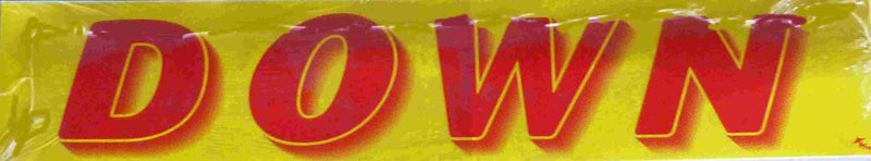 Vinyl 14 1/2" Slogans DOWN red yellow