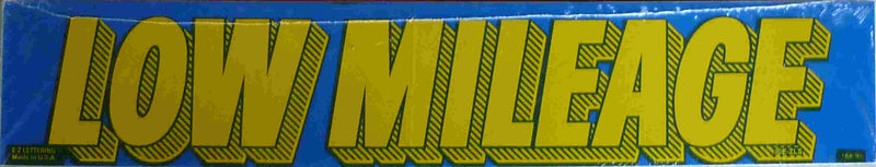 Vinyl 14 1/2" Slogans LOW MILEAGE blue yellow