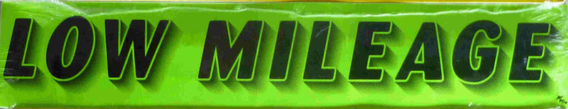 Vinyl 14 1/2" Slogans LOW MILEAGE chartreuce-green