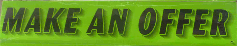 Vinyl 14 1/2" Slogans MAKE AN OFFER chartreuce-green