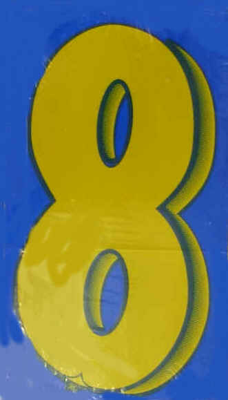 Vinyl Numbers 7 1/2" tall Blue Yellow
