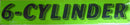 Vinyl 14 1/2" Slogans SIX CYLINDER chartreuce-green