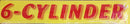 Vinyl 14 1/2" Slogans SIX CYLINDER red yellow